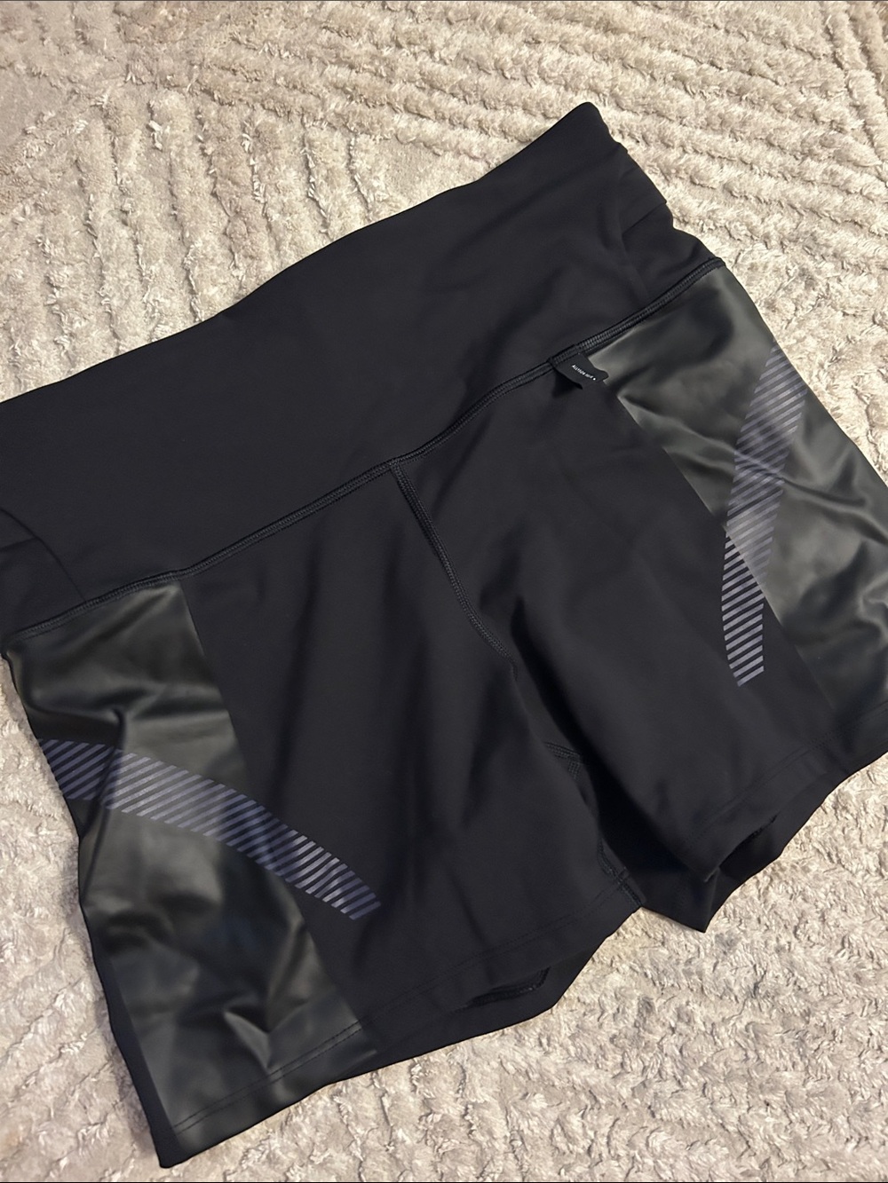 Athleta Black High-Rise Bike Shorts with Reflective Accents